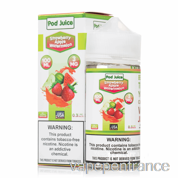 Fraise Pomme Pastèque - Jus De Dosette - 100ml 0mg Stylo Vape